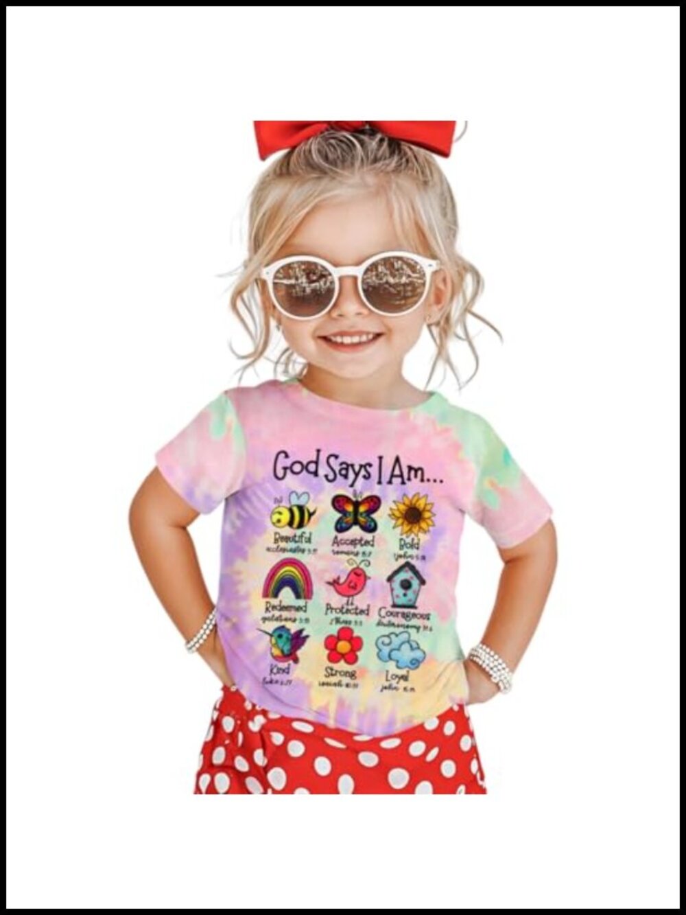 Toddler Baby Girl Christian Tie Dye Shirt God Says I Am Bible Verse Tee